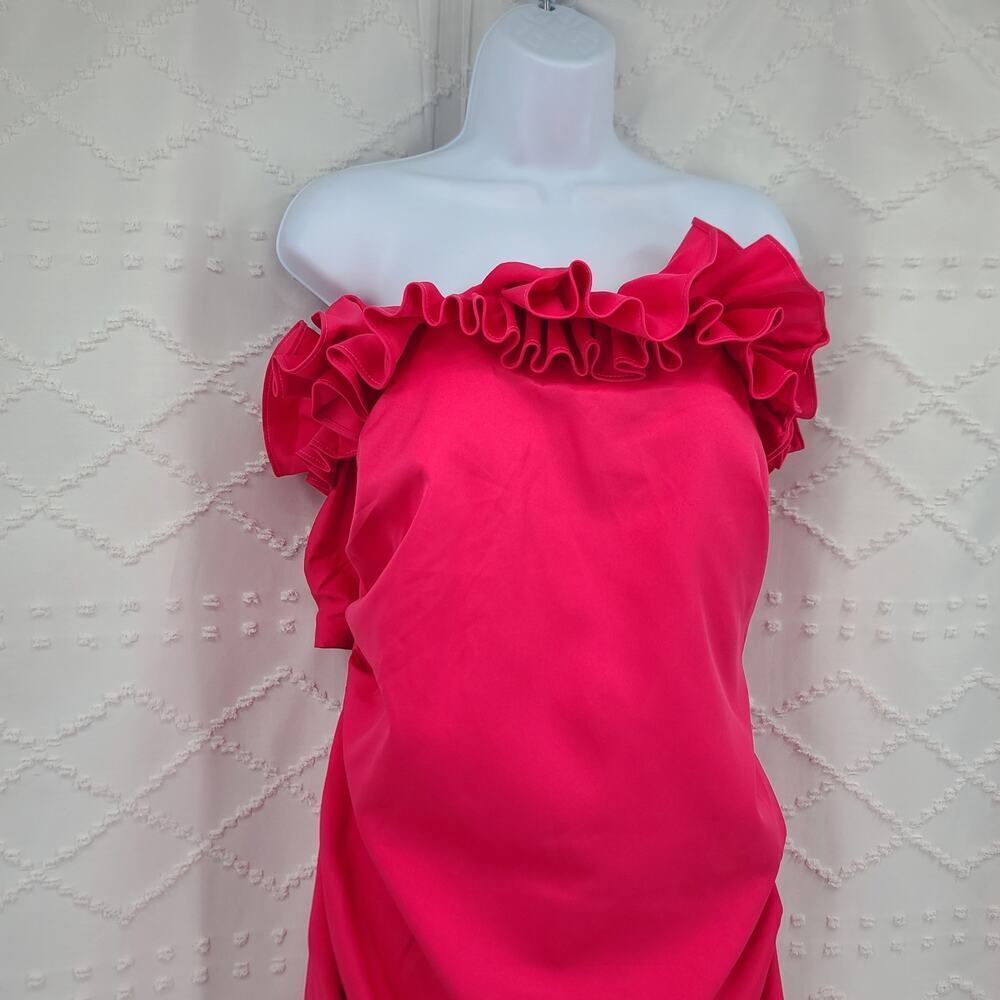 Pink off shoulder ruffle maxi dress Mother of the bride Valentine's dress Sz 16 - Picture 2 of 13